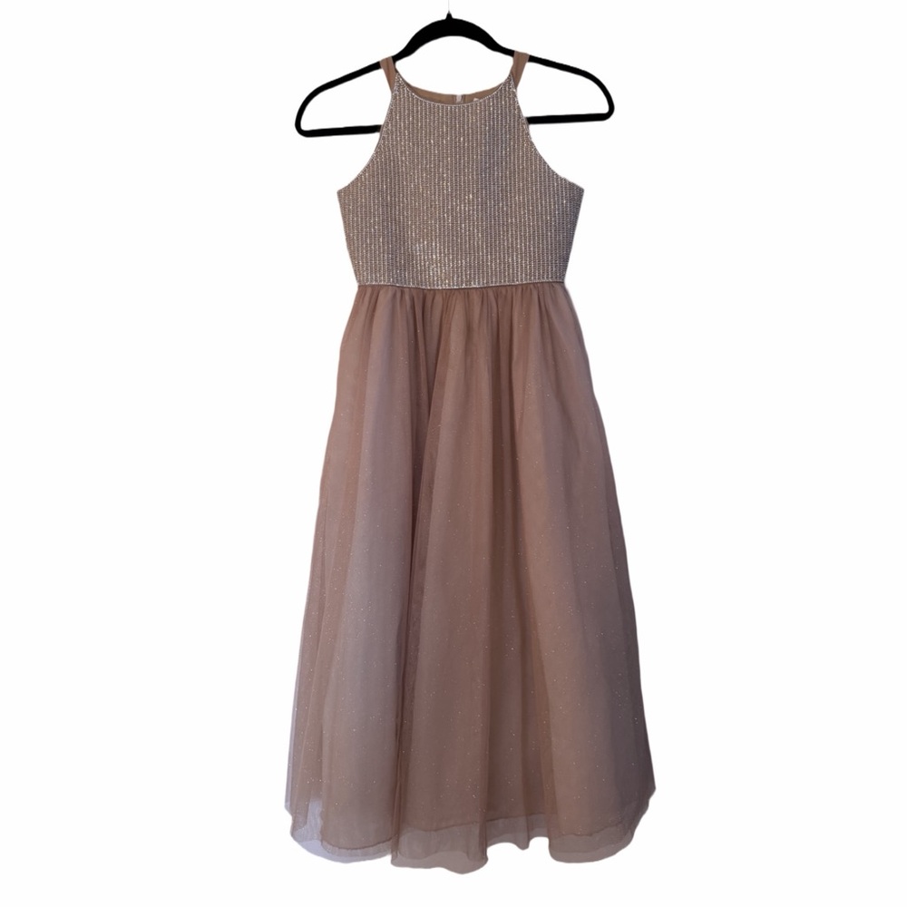 Charming Kids Sleeveless Gown - Tan